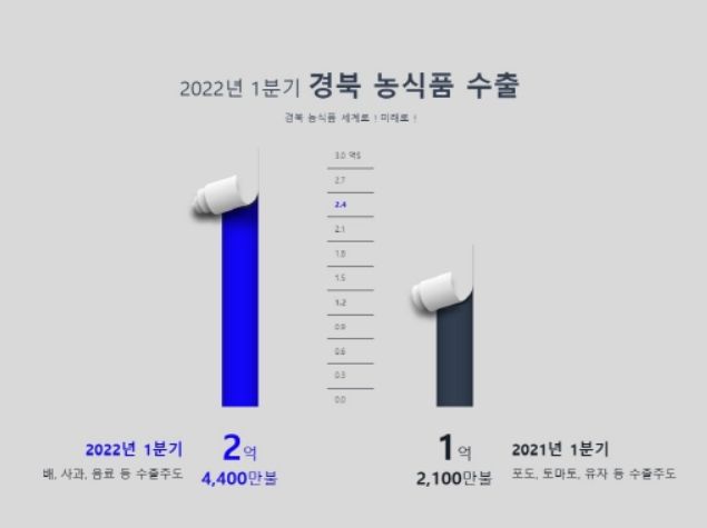 올해 1분기 경북 농식품수출역대최고치 경신